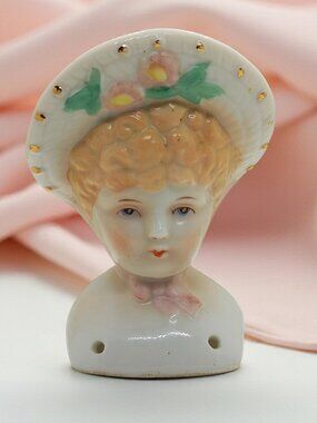 Vintage Porcelain 'Angel' Woman's Doll Head - Japan Vintage Craft Supply Parts